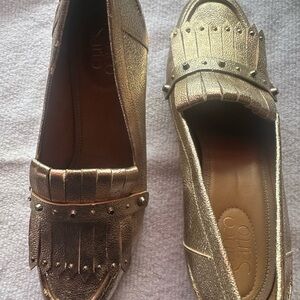 Franco Sarto Metallic Gold Loafers